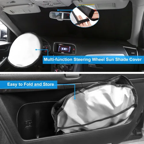 Vista 5 de Parasol para parabrisas de ajuste personalizado para BMW X1 F48 2016-2022, accesorios plegable, bloqueador solar protege el automóvil de los rayos