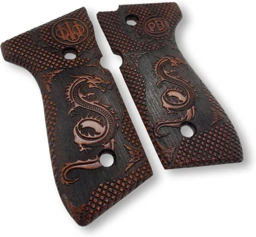 Vista 2 de Empuñaduras de madera para Beretta 92FS, 92, 92F, 92A1, 92FS INOX, 92G, 92D, 96, 96D, 96A1, M9, M9A1. Empuñaduras de pistola, accesorios