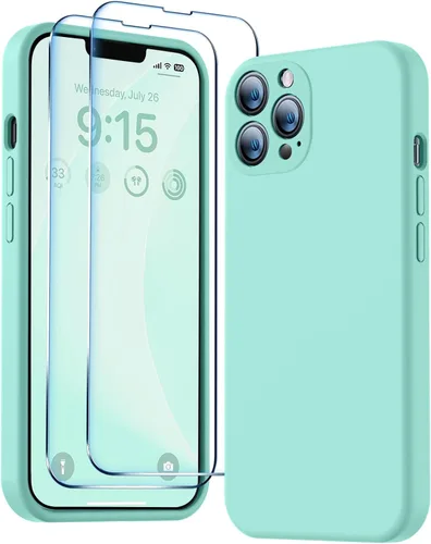 Vista 21 de BossKiss Funda compatible con iPhone 13, silicona de alta calidad mejorada [protección de cámara] [2 protectores de pantalla]
