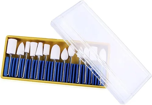 Vista 5 de Juego de 20 herramientas de pulido de goma de 0.315 pulgadas (0.315 in) con punta de punta de molienda para taladro de uñas, vástago de 1/8