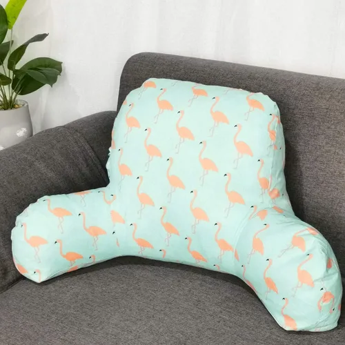 Vista 24 de Almohada de lectura estampada bohemia con brazos de apoyo, almohada suave para descansar en la cama, cojín de apoyo para la espalda para niños que
