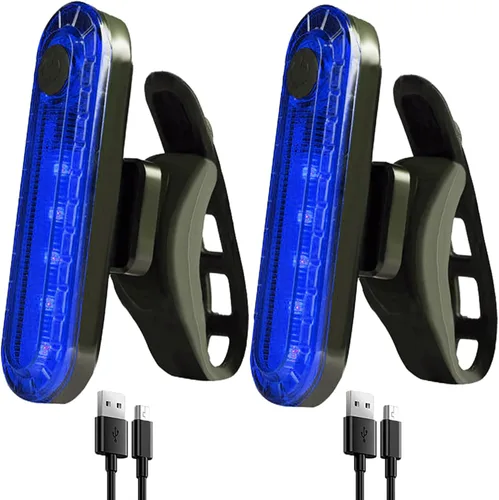Vista 9 de Paquete de 2 luces LED recargables por USB para bicicleta, luz trasera de bicicleta, reflector, luz de seguridad, impermeable, brillante, luz