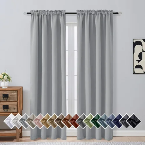 Vista 223 de OVZME Aqua Blackout Curtains for Small Window Treatment, Light Blocking Short Kitchen Window Curtains Over Sink, Dual Rod Pocket Half Window Tiers