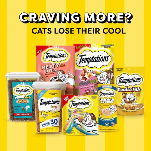 Vista 11 de Temptations ShakeUps - Golosinas crujientes y suaves para gatos, sabor Clucky Carnival, bolsa de 2.47 onzas, (paquete de 12)