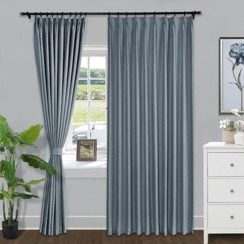Vista 21 de Fcosie Cortinas opacas de lino de 63 pulgadas de largo, cortinas plisadas para barra transversal, cortinas con aislamiento térmico para comedor