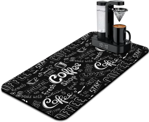 Vista 62 de Tapete de barra de café para encimeras 19inx12in, absorbente para ocultar las manchas, antideslizante, accesorios para bar de cafetería, cabe debajo