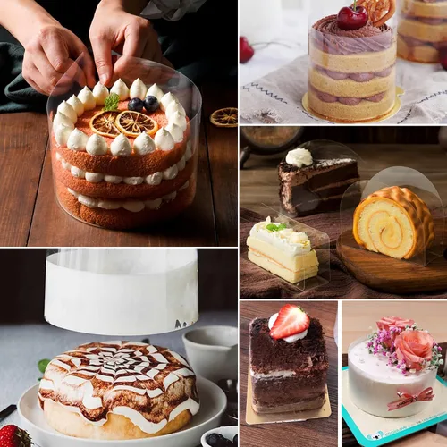 Vista 4 de GWHOLE Collar de pastel de 7.9 x 393 pulgadas, hoja de collar de pastel transparente de acetato transparente para decorar tartas