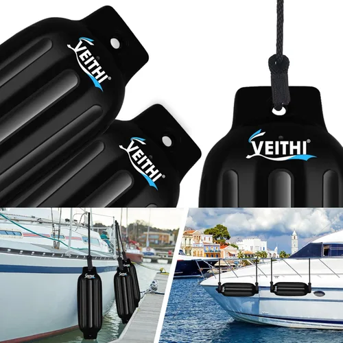 Vista 6 de Juego de 4 guardabarros para barco de 4.5/5.5/6.5/8.5/10/16 pulgadas, parachoques de vinilo con ojos gemelos acanalados, parachoques para barco