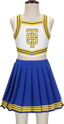 Vista 3 de Disfraz de animadora de Tay Tay para niños, disfraz de animadora rápida con falda, uniforme de Halloween