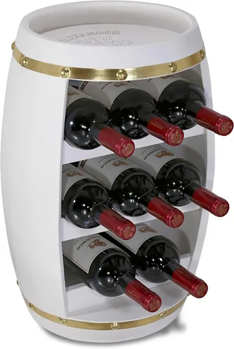 Vista 8 de CoTa Global Moderno Alexander - Soporte de vino de barril de madera independiente para 8 botellas de vino, soporte para botellas, soporte de suelo
