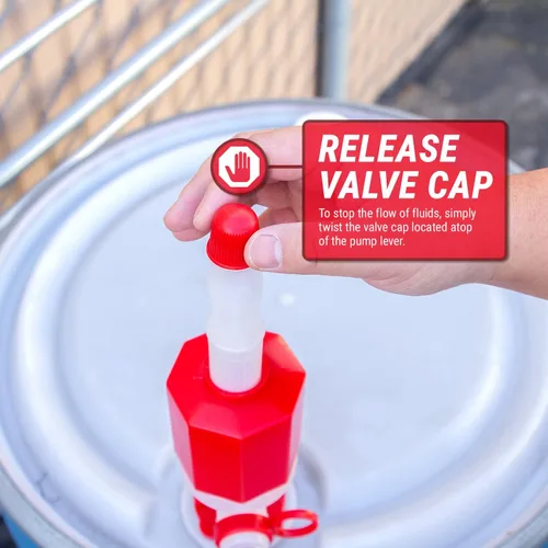 Vista 5 de TERA PUMP TRDRUM40 (sin BPA) Bomba de tambor de combustible manual compacta resistente portátil con longitud ajustable para barriles de tambor de 55