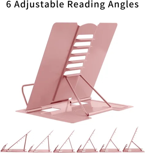 Vista 3 de MSDADA Soporte de escritorio para lectura, soporte ajustable para libros de cocina, soporte de lectura de metal para libros de texto, recetas