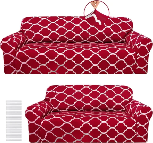 Vista 8 de Peryiter - Juego de 2 fundas para sofá para sala de estar, protector de muebles para sofá y sofás de dos plazas, sillón, funda elástica ajustada