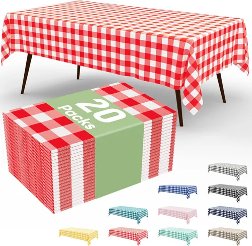 Vista 21 de misaya Paquete de 4 manteles desechables de búfalo, mantel de plástico impermeable de 54 x 72 pulgadas, manteles rectangulares a cuadros caqui