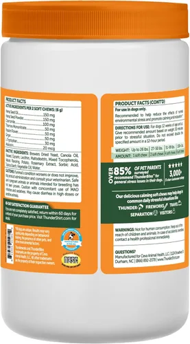 Vista 2 de ThunderWunders Masticables calmantes para perros de cáñamo Recomendado por veterinarios para la ansiedad situacional Fuegos artificiales
