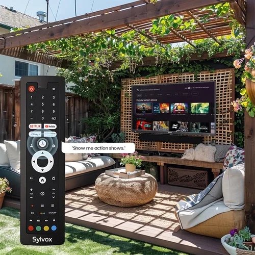Vista 6 de SYLVOX TV al aire libre de 43 pulgadas, Smart TV compatible con Google impermeable 4K LED televisión al aire libre con altavoces duales, compatible