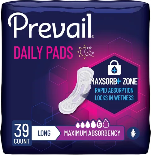 Vista 7 de Prevail Plus Almohadillas de control de vejiga para incontinencia de larga duración Máxima absorción 90 unidades (2 paquetes o 45)