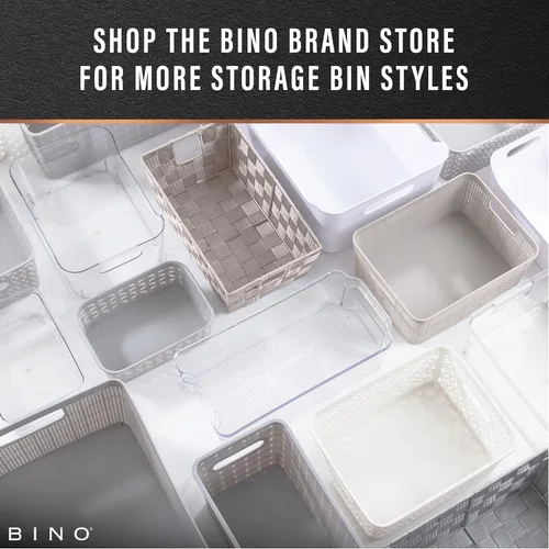 Vista 8 de BINO l Canastas de almacenamiento de plástico, medianas - Blancas LA COLECCIÓN DE LA FLORES l Organizador multiusos Asas integradas Canasta