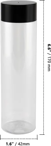 Vista 2 de ZOENHOU 18 botellas sensoriales de plástico transparente – Botellas reutilizables de jugo y bebidas de 14 onzas con tapas negras
