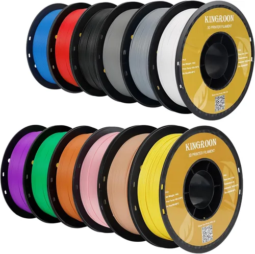 Vista 17 de Kingroon PLA - Filamento para impresora 3D, 10 carretes, precisión dimensional de +/- 0.02 mm, carrete de 10 kg (22 libras), 1.75 mm, 5 negro + 5