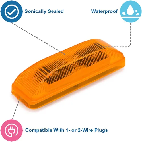 Vista 3 de Lumitronics, luz LED de posición/marcador sellada, línea fina, Ambar