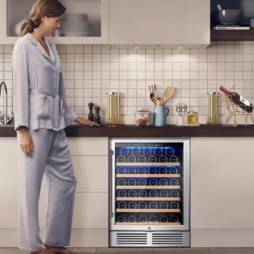 Vista 6 de BODEGA - Enfriador de vino de 24 pulgadas, refrigerador de vino de 52 botellas para botella grande como champán, compresor mejorado