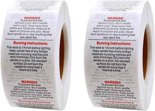 Vista 7 de 1000 piezas de etiquetas de advertencia, pegatinas de seguridad de 1.5 pulgadas para hacer velas de bricolaje en tarros, marrón