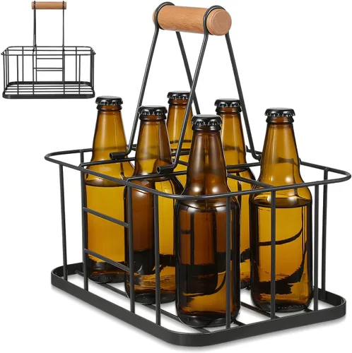 Cabilock Portabotellas de agua, soporte para botellas de leche, de metal, con alambre, cesta de caja de leche para casa de campo, organizador de