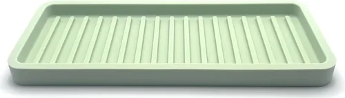 Vista 21 de Happitasa - Bandeja organizadora para fregadero de cocina de silicona, soporte de esponja y protector de encimera, estilo de líneas rectas