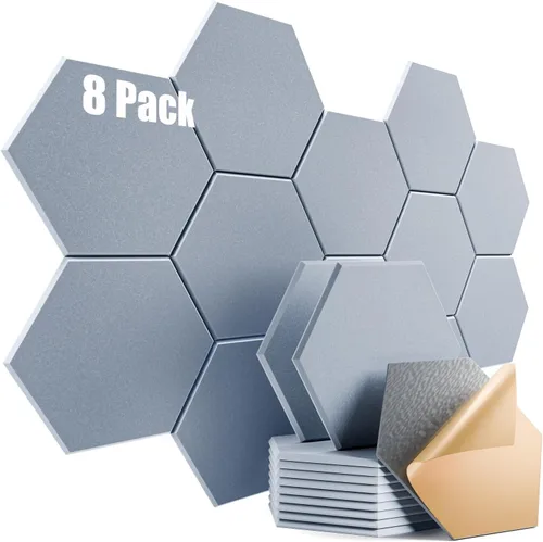 Vista 172 de Paquete de 12 paneles acústicos autoadhesivos de 12 x 10 x 0.4 pulgadas, paneles de espuma a prueba de sonido con alta densidad, elegante diseño