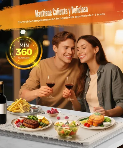 Vista 6 de Alfombrilla extragrande para calentar alimentos con almohadilla resistente al calor, 36 x 15 pulgadas, 6 ajustes de temperatura y 6 ajustes
