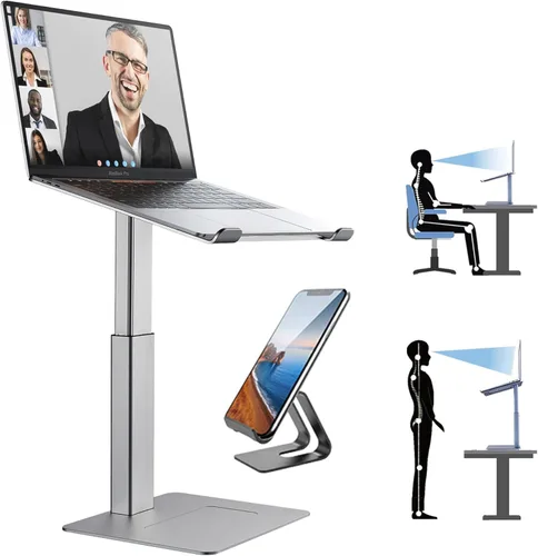 Vista 8 de Soporte ergonómico para computadora portátil para escritorio, elevador ergonómico para computadora portátil MacBook de 11 a 17 pulgadas, soporte