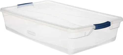 Vista 2 de Rubbermaid Cleverstore - Paquete de 6 recipientes de plástico apilables transparentes de 41 cuartos de galón con tapas transparentes de cierre
