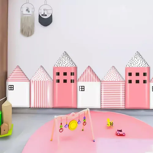 Vista 2 de Paneles de pared 3D autoadhesivos, suave adhesivo de pared anticolisión, acolchado de pared, panel de pared grueso empalmado de bricolaje, utilizado