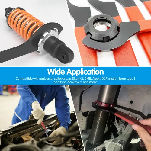 Vista 6 de Juego de Llaves Spanner para Coilover, 4 piezas, Acero de Aleación, Goma