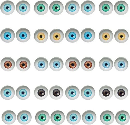 Vista 6 de Julie Wang Cabujón de ojos humanos de cristal con parte trasera plana de 0.236 in para esculturas artísticas de Halloween, accesorios, máscaras