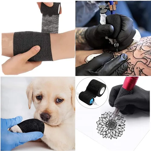 Vista 2 de Cinta autoadhesiva de agarre para tatuajes de 2 pulgadas x 5 yardas, vendaje cohesivo para deportes y primeros auxilios, cinta elástica autoadhesiva
