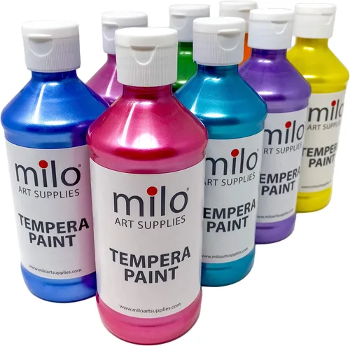 Vista 4 de milo Juego de pintura de témpera lavable fluorescente, 6 colores UV neón