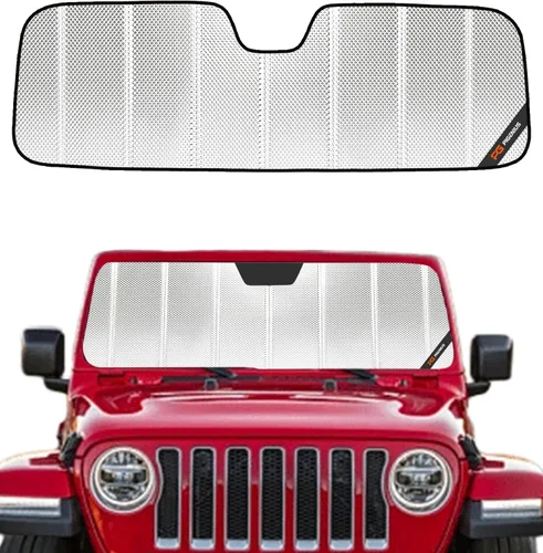 Vista 14 de Protección solar para parabrisas Pigenius para Jeep Wrangler JL 2018-2025, protector solar para ventana delantera Gladiator 2020-2025 - AstraGuard