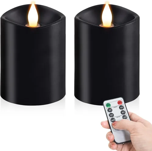 Vista 13 de Velas parpadeantes sin llama de 3 x 3, velas LED de cera real con temporizador, velas sin llama con control remoto, velas que funcionan