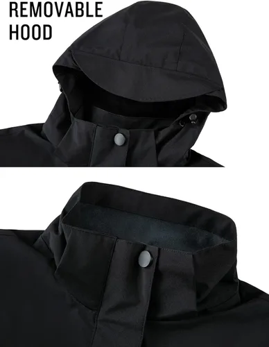 Vista 5 de SaphiRose Chaqueta impermeable para mujer, ligera, para exteriores, con capucha extraíble