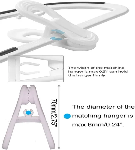 Vista 3 de Clips de plástico resistentes para colgar – multiusos para jeans, faldas, suéteres y pantalones (30 unidades, blanco)
