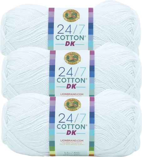 Vista 55 de Lion Brand Yarn Estampados DK de algodón 24/7, hilo para tejer, ganchillo y manualidades, azul, paquete de 1 Cotton Yarn for Knitting, Crochet