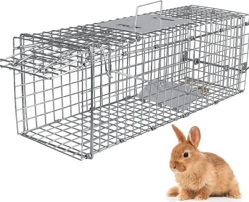 Jaula de trampa para animales vivos de 24 pulgadas, trampa plegable resistente para roedores para ardillas, conejos, gatos callejeros, zorrillos,