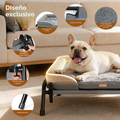Vista 7 de Lekereise Camas elevadas para perros pequeños para exteriores, portátil, para interiores y exteriores, cama hamaca elevada para mascotas con patas