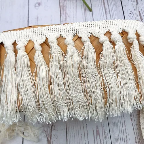 Borlas de flecos de 5 yardas, flecos largos bohemios, ribete de costura para cortinas, almohada, alfombra, paraguas, manualidades decorativas (un Un