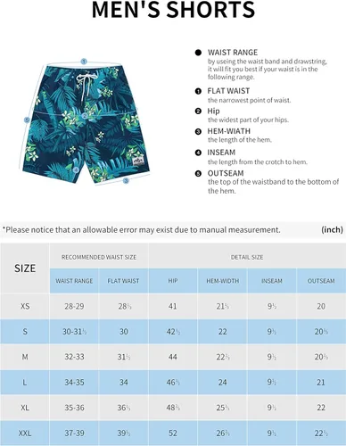 Vista 7 de Actleis Mens Swim Trunks Board Shorts Long Quick Dry Swim Shorts with Mesh Lining us-ls17003