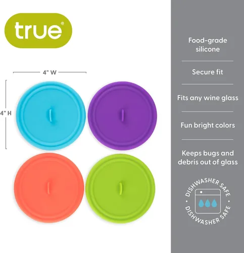 Vista 3 de True Cubiertas para copas de vino, cubiertas para bebidas al aire libre, cubiertas para copas de cóctel multicolor, juego de 4, multicolor Varios