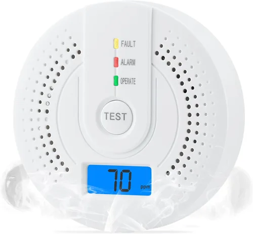 Vista 9 de Detectores de monóxido de carbono, detector de CO operado con batería con sensor sensible, pantalla digital y advertencia de sonido, detector