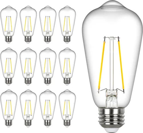 Vista 9 de Sigalux Bombillas LED Edison regulables equivalentes a 40 vatios, bombilla E26 2700K blanco cálido, bombillas LED vintage ST58 de vidrio ámbar, 90+